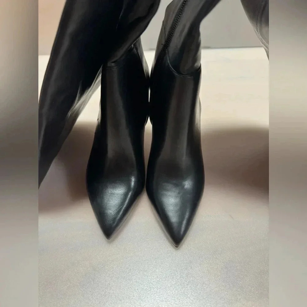 SCHUTZ Mikki The Knee High Leather Boot Zip Black Size 5B - Picture 7 of 8